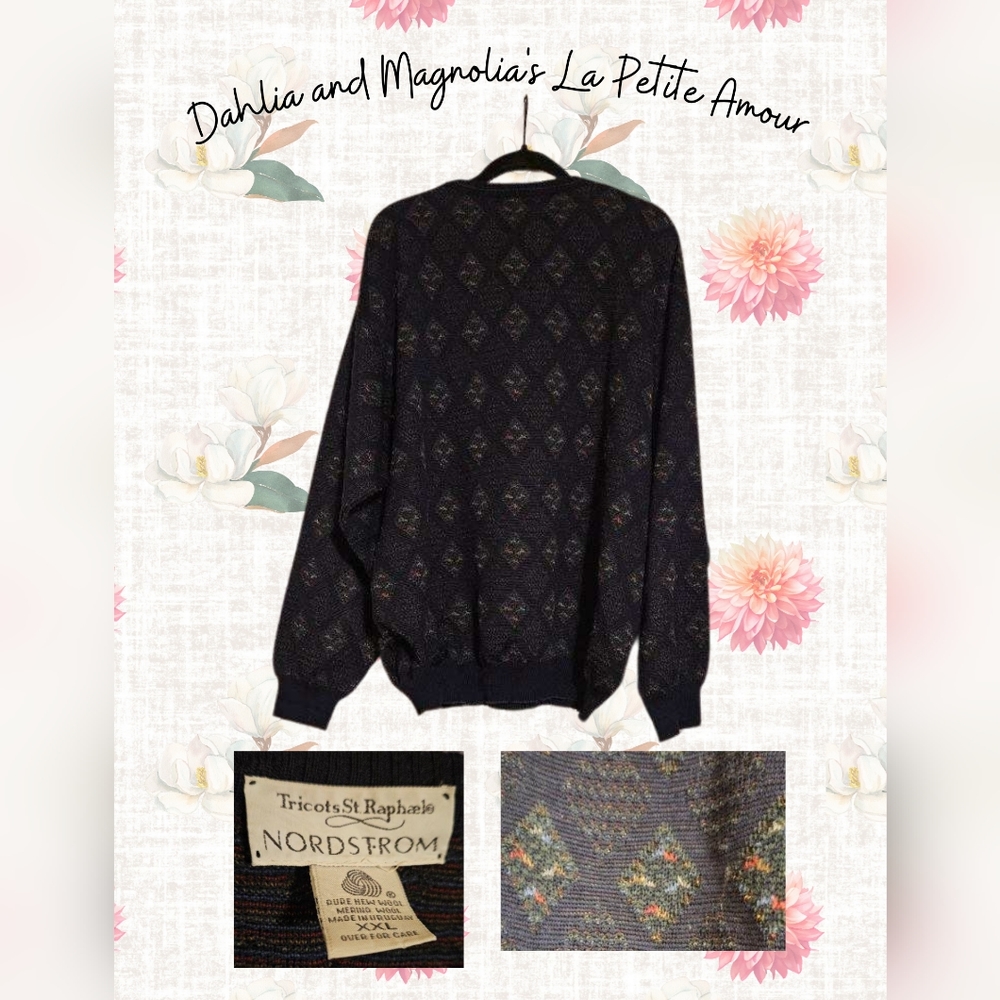 Vintage Tricots St Raphael Nordstrom Argyle Sweater Size XXL